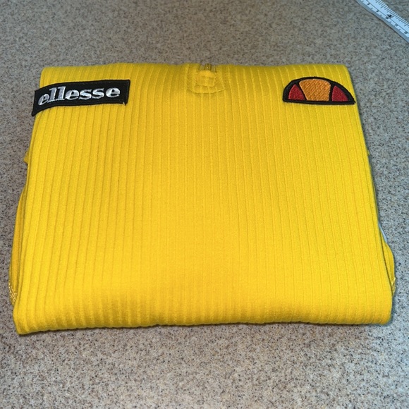 Ellesse Yellow W/ White Stripe Womens US L EU 40 UK 12 Body High Neck Bodysuit - Picture 16 of 16